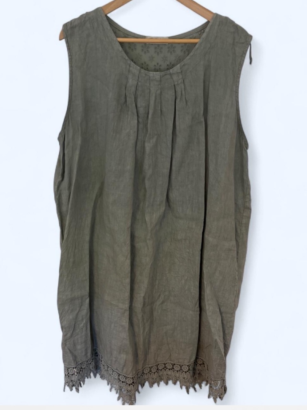 Sage green 100% linen dress